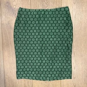Anthropologie Maeve Green Textured Polka Dot Pencil Skirt